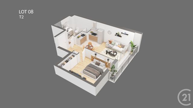 appartement à vendre - 2 pièces - 43,30 m2 - St Herblain - 44 - PAYS-DE-LOIRE